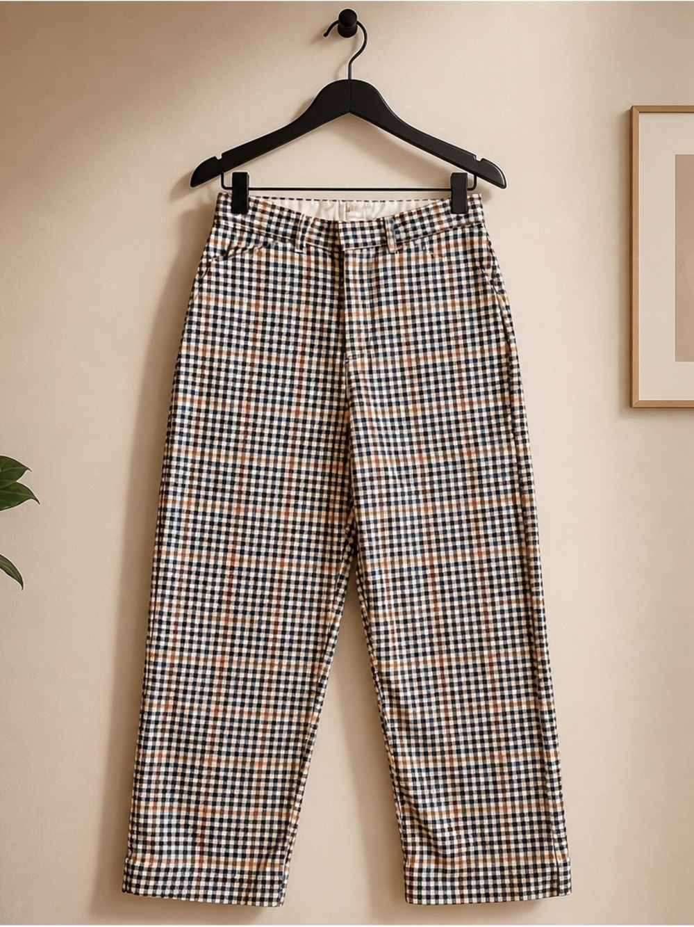 Brixton Gingham Chinos in Black and Tan R2
